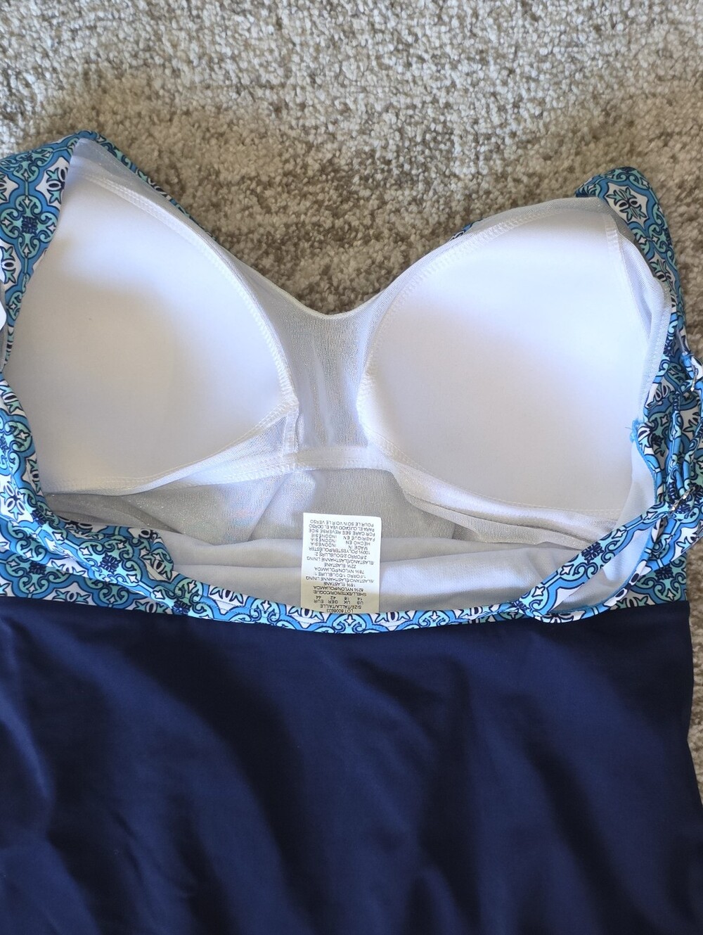 NWT Swim Solutions Blue One Piece Bathing Suit Tummy Control Bust Support Sz 14 - Picture 4 of 11